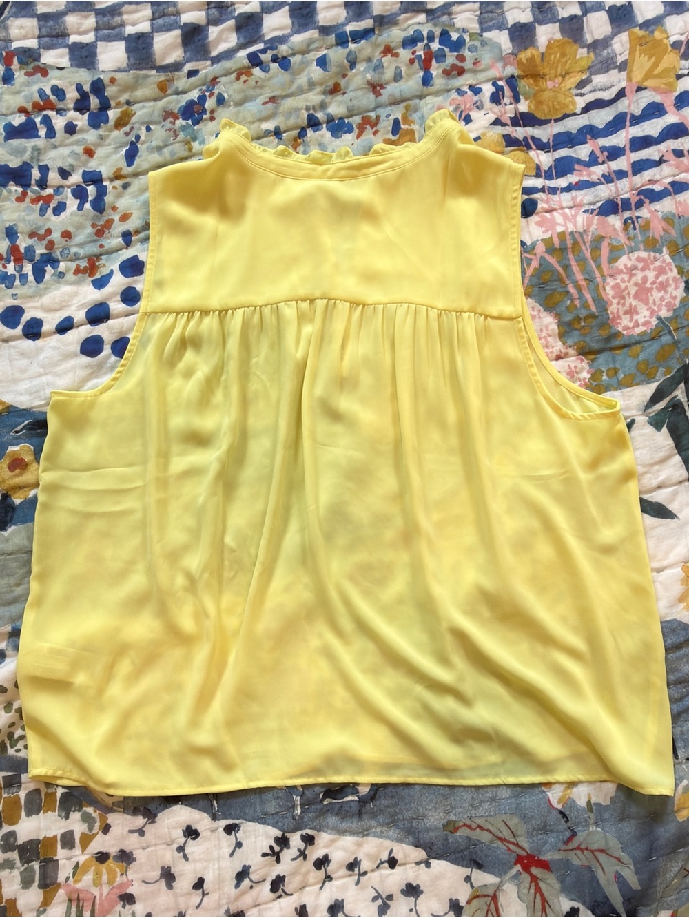 J.Crew Sleeveless Button-front Ruffleneck Popover | X-Large - Picture 3 of 6